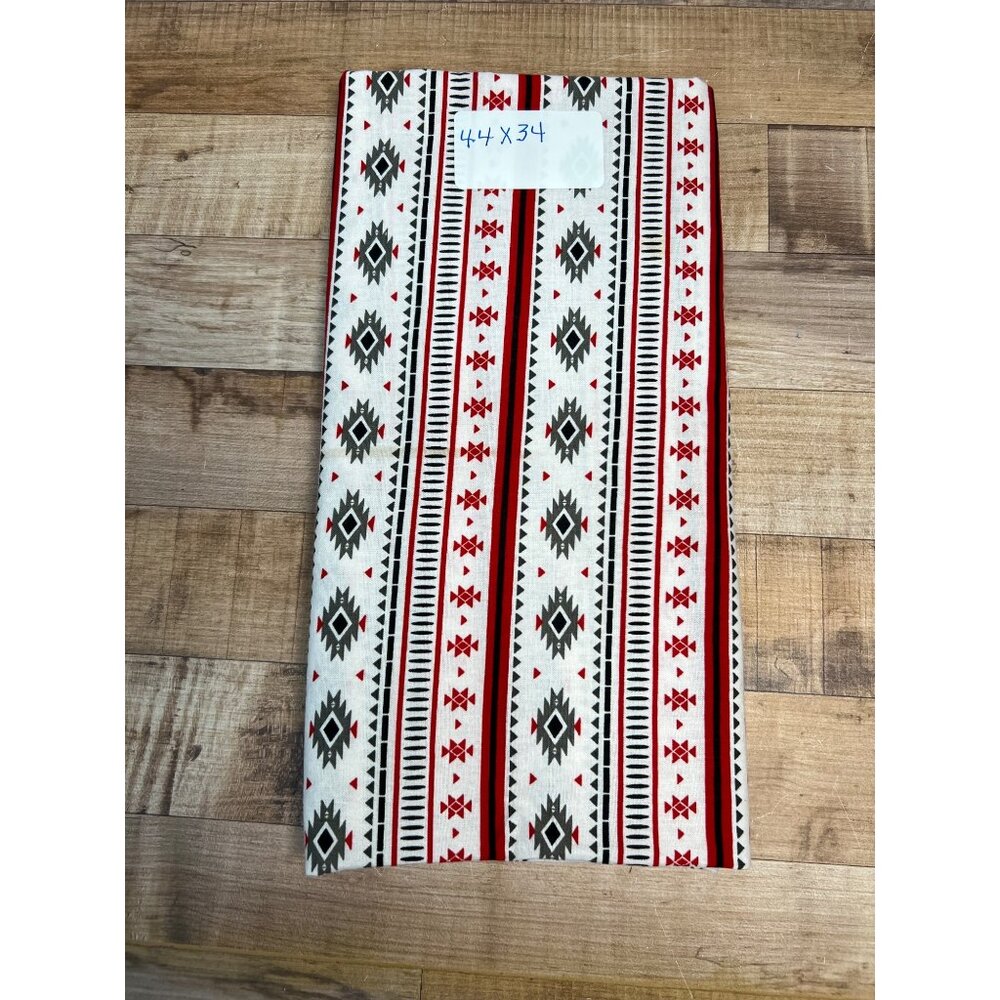 Southwestern Aztec-Inspired Cotton Fabric 44" X 34" Red/Black/White Geometric